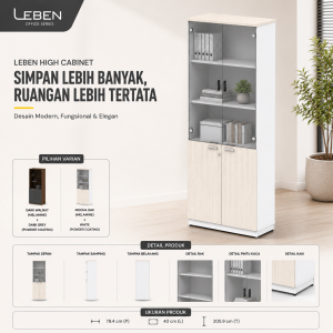 LEBEN HIGH CABINET GLASS/PANEL DOOR MOCHA OAK (U/4)