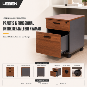 LEBEN MOBILE PEDESTAL 20504 DARK WALNUT/DARK GREY