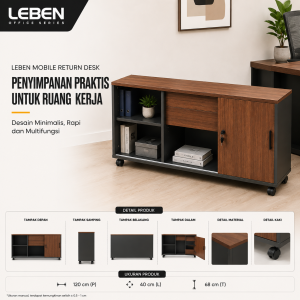 LEBEN MOBILE RETURN DESK 1204 DARK WALNUT/DARK GREY