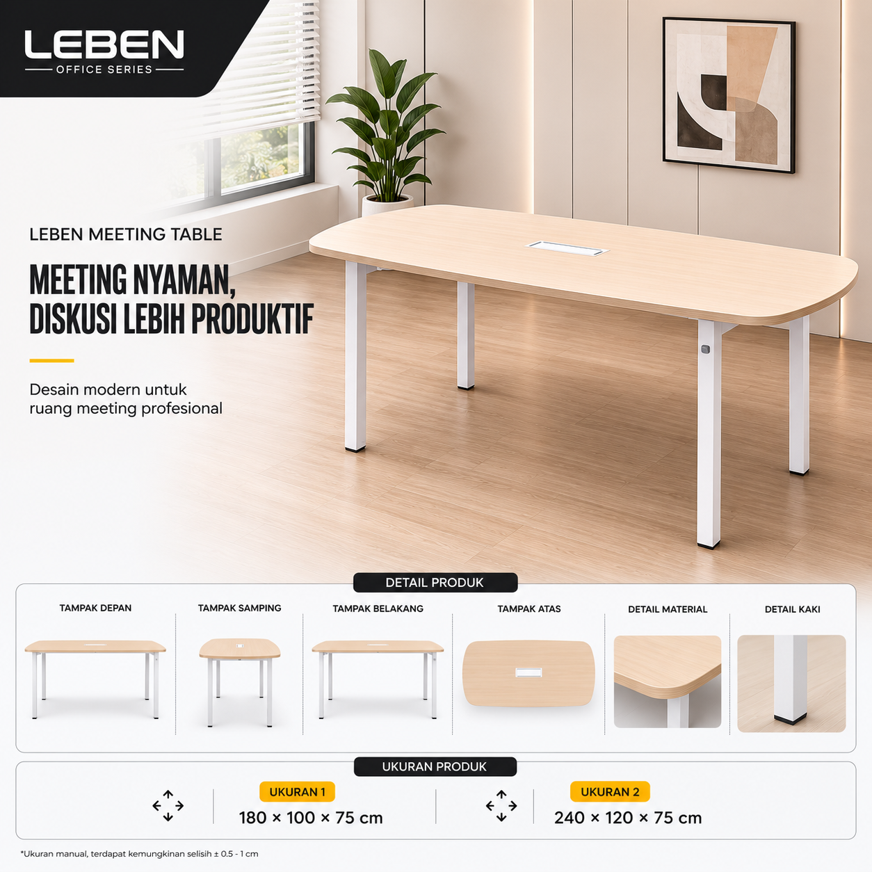LEBEN RECT MEETING TBL 1810 MOCHA OAK (U/3-M)