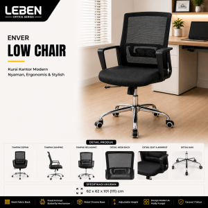 ENVER LOW CHAIR 62x62x101-111 CH70B BLACK/BLACK