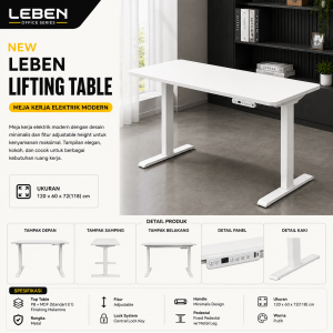 LEBEN LIFTING TABLE 120x60x72-115 PB/METAL STL-DK01EX WHITE