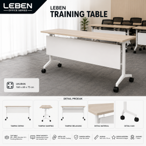 LEBEN FOLDING TRAINING TABLE 180x60x75 MOCHA OAK/WHITE