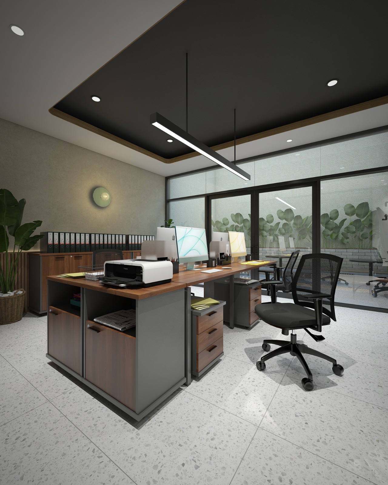 LEBEN WORKSTATION 2S 1212 DARK WALNUT/DARK GREY