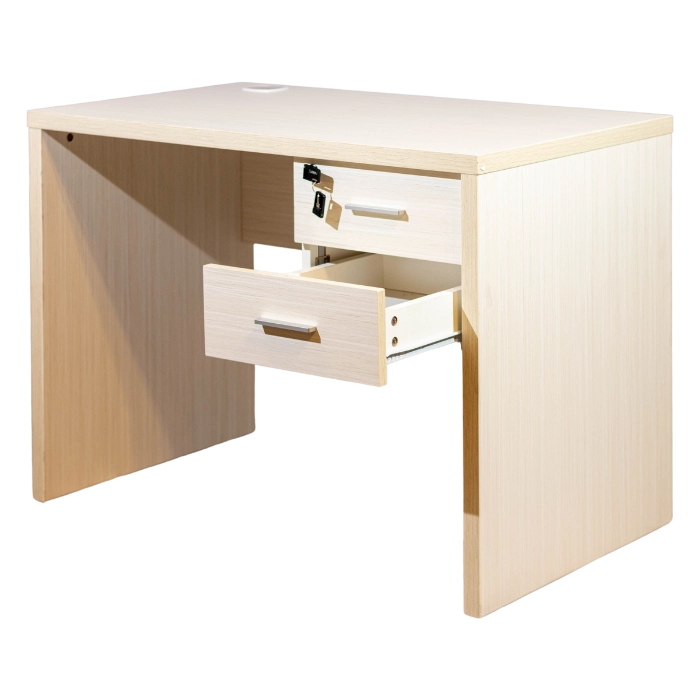 LEBEN CLERICAL DESK 1006 FIXED DRAWER W/ PANEL LEG MOCHA OAK (U/1) - Gambar 2