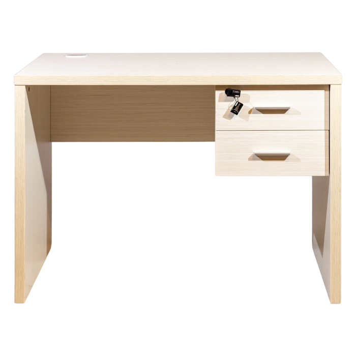 LEBEN CLERICAL DESK 1006 FIXED DRAWER W/ PANEL LEG MOCHA OAK (U/1) - Gambar 4