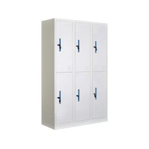 STERLING METAL LOCKER 6DOORS WHITE/BLUE HANDLE (U/1)