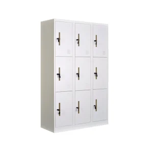 STERLING METAL LOCKER 9DOORS WHITE/GREEN HANDLE (U/1)