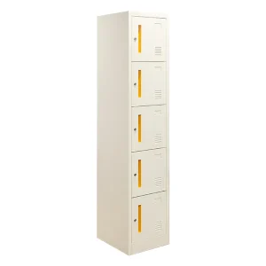 STERLING METAL LOCKER 5DOORS WHITE/ORANGE HANDLE (U/1)