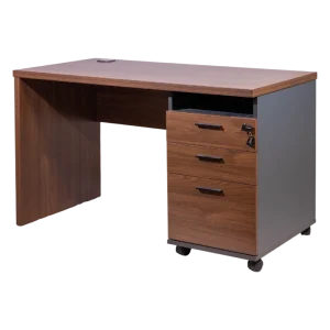 LEBEN CLERICAL DESK 1206 FIXED PEDESTAL W/ PANEL LEG DARK WALNUT/DARK GREY
