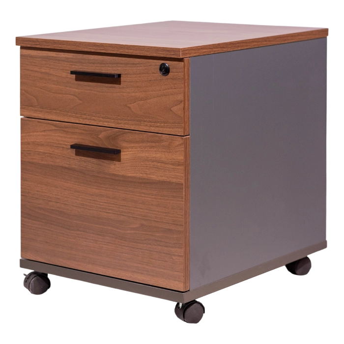 LEBEN MOBILE PEDESTAL 20504 DARK WALNUT/DARK GREY - Gambar 4