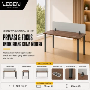 LEBEN WORKSTATION 1S 1206 DARK WALNUT/DARK GREY