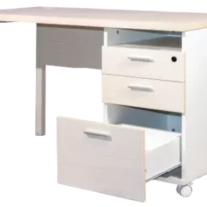 LEBEN CLERICAL DESK 1406 FIXED PEDESTAL W/ PANEL LEG MOCHA OAK