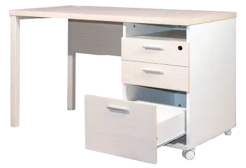 LEBEN CLERICAL DESK 1406 FIXED PEDESTAL W/ PANEL LEG MOCHA OAK