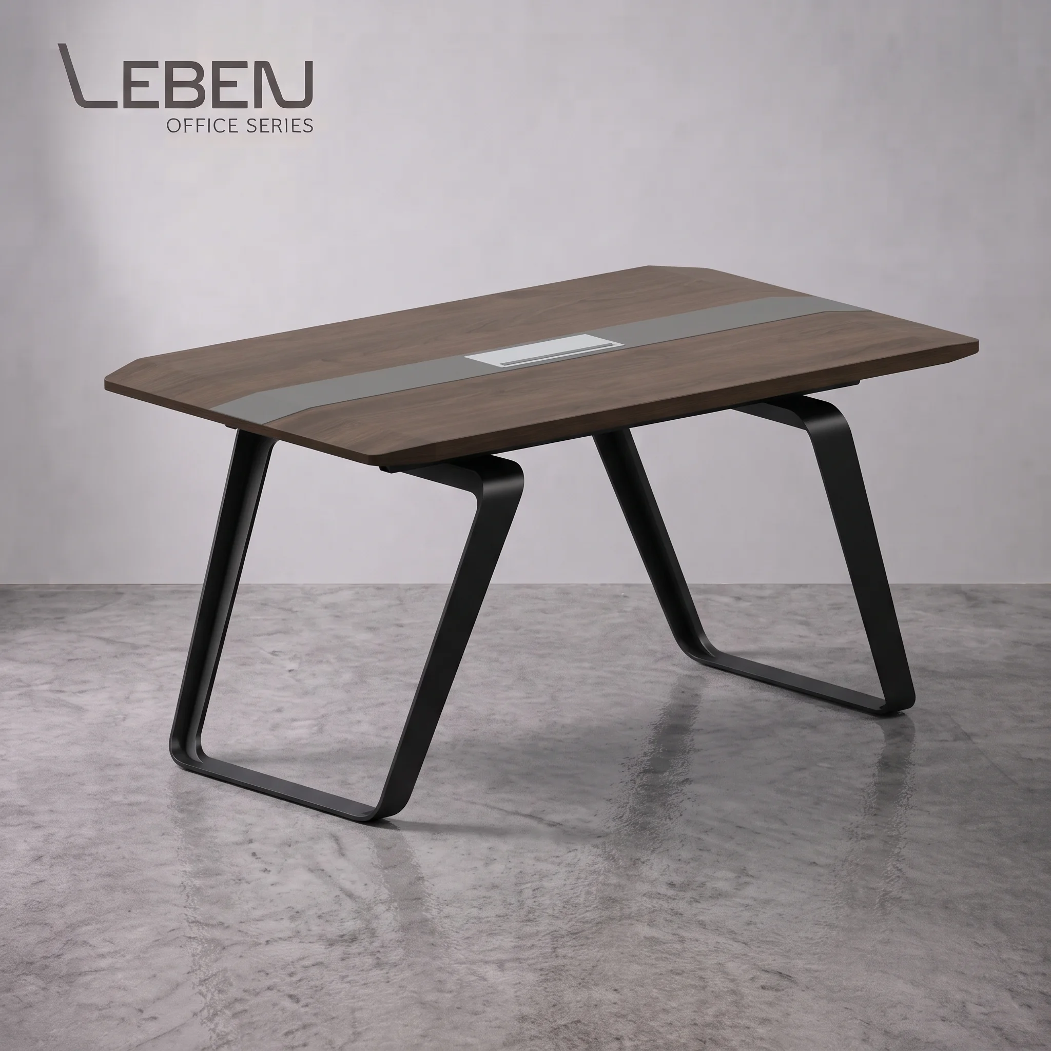 LEBEN BORG RECTANGULAR MEETING TABLE 150x90x75 OZ 2605-15 WALNUT/DARK GREY